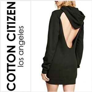 Cotton Citizen The Milan Backless Hoodie Dress in Jet Black